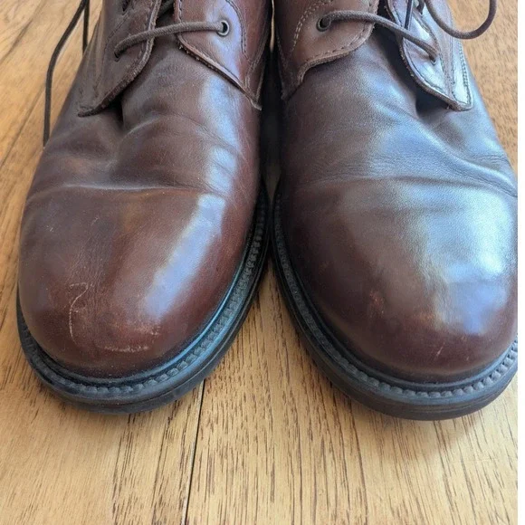 Vtg Bass Brown Leather Ankle Boots Made in Italy Mens 10.5 Derby Shoes Oxfords